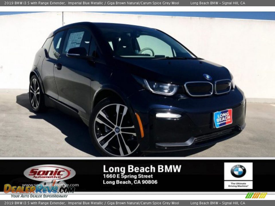 2019 BMW i3 S with Range Extender Imperial Blue Metallic / Giga Brown Natural/Carum Spice Grey Wool Photo #1