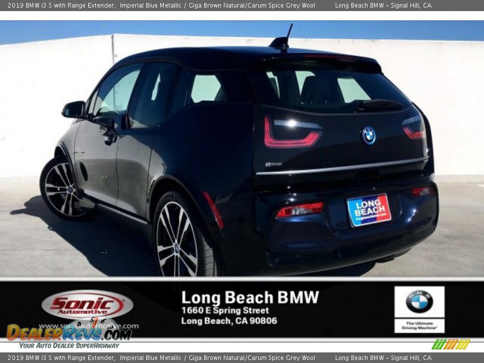 2019 BMW i3 S with Range Extender Imperial Blue Metallic / Giga Brown Natural/Carum Spice Grey Wool Photo #2