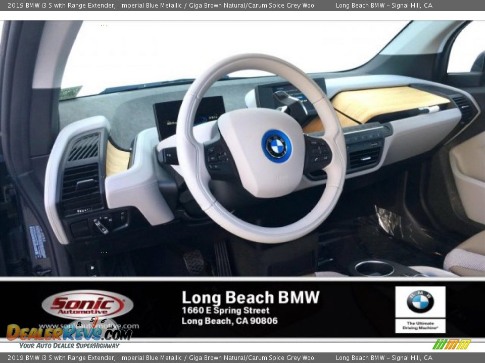 2019 BMW i3 S with Range Extender Imperial Blue Metallic / Giga Brown Natural/Carum Spice Grey Wool Photo #4