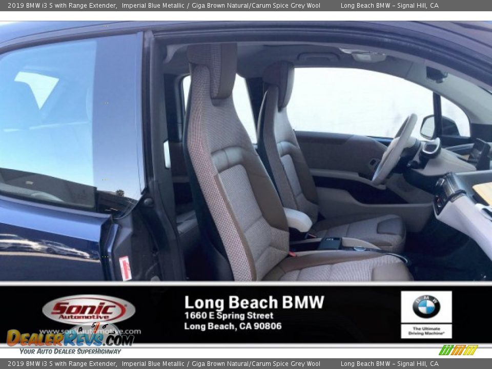 2019 BMW i3 S with Range Extender Imperial Blue Metallic / Giga Brown Natural/Carum Spice Grey Wool Photo #7