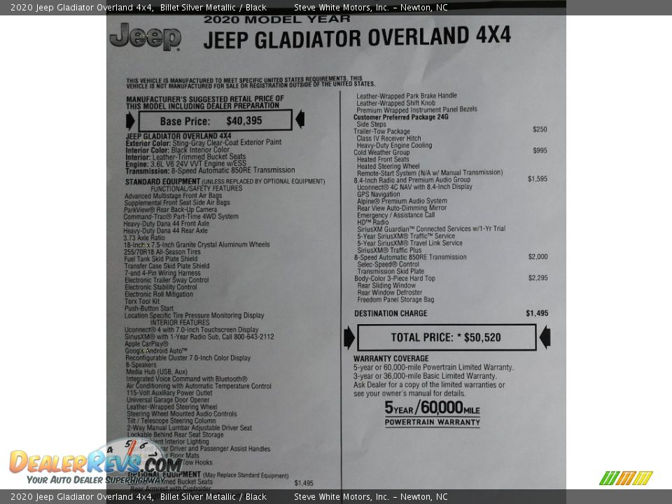 2020 Jeep Gladiator Overland 4x4 Billet Silver Metallic / Black Photo #35