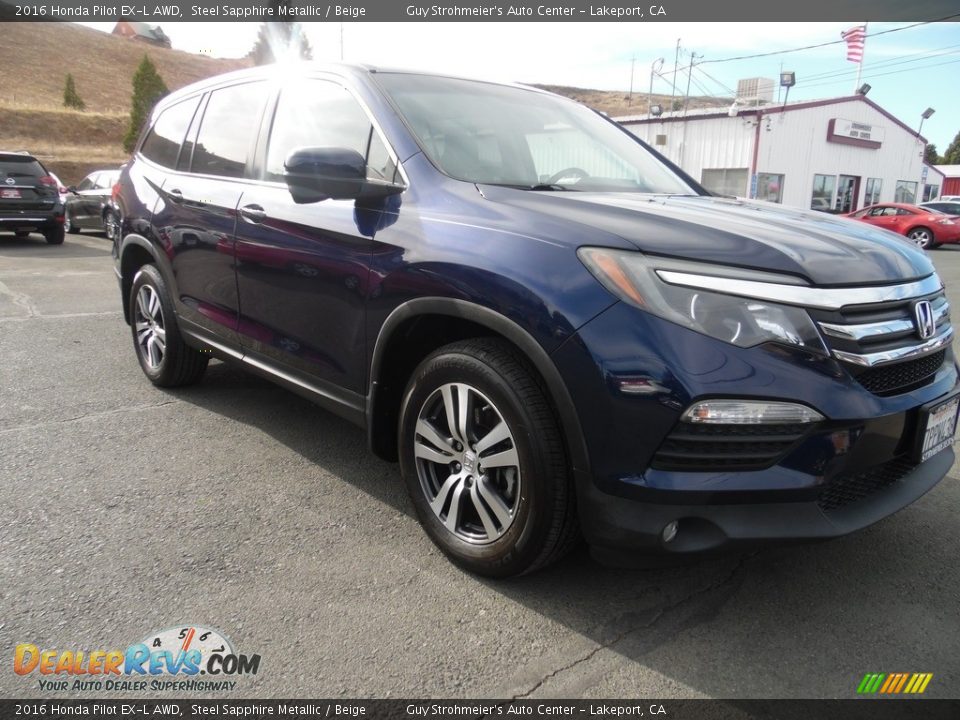 2016 Honda Pilot EX-L AWD Steel Sapphire Metallic / Beige Photo #1