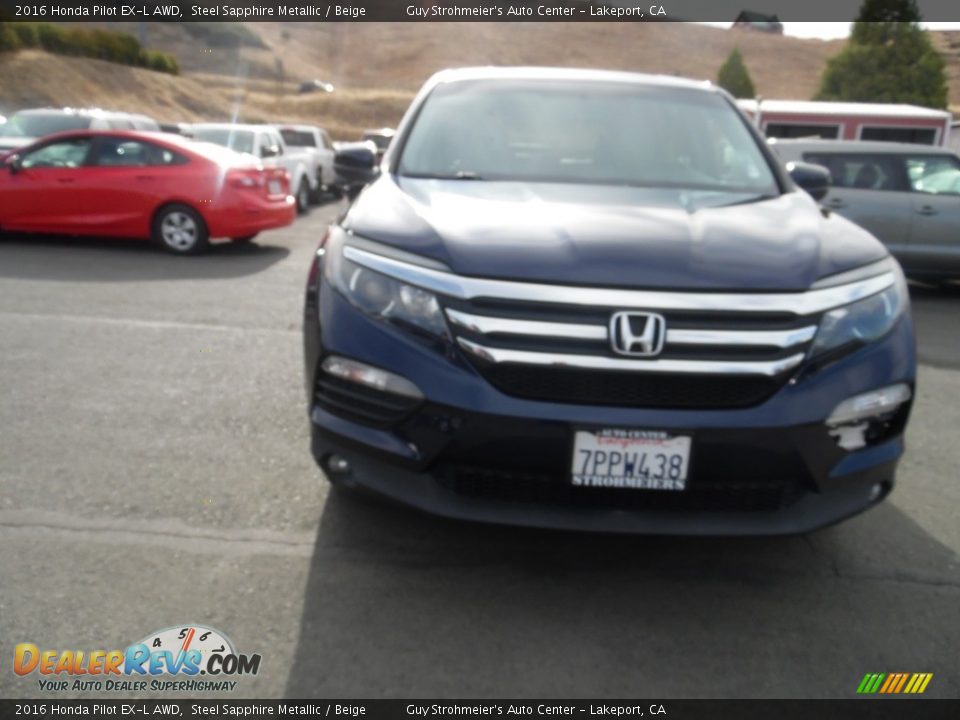 2016 Honda Pilot EX-L AWD Steel Sapphire Metallic / Beige Photo #2