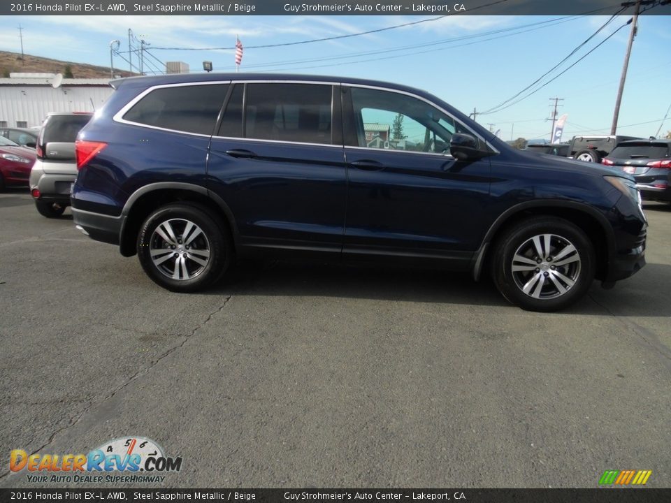 2016 Honda Pilot EX-L AWD Steel Sapphire Metallic / Beige Photo #4