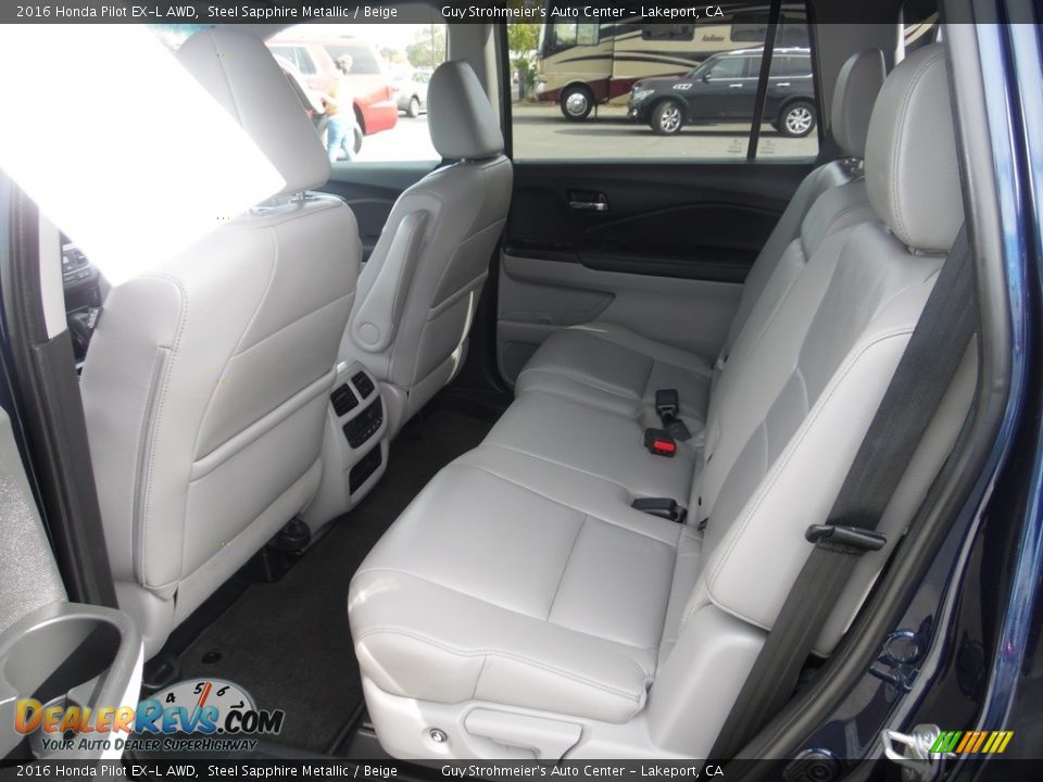 2016 Honda Pilot EX-L AWD Steel Sapphire Metallic / Beige Photo #8