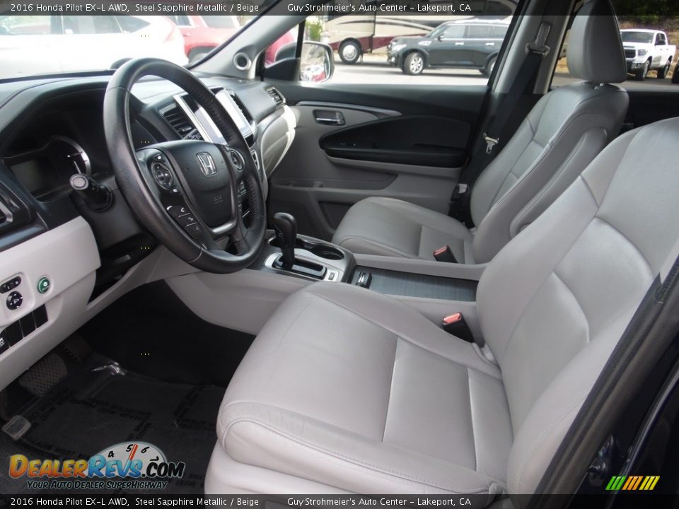 2016 Honda Pilot EX-L AWD Steel Sapphire Metallic / Beige Photo #12