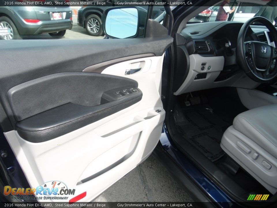 2016 Honda Pilot EX-L AWD Steel Sapphire Metallic / Beige Photo #13