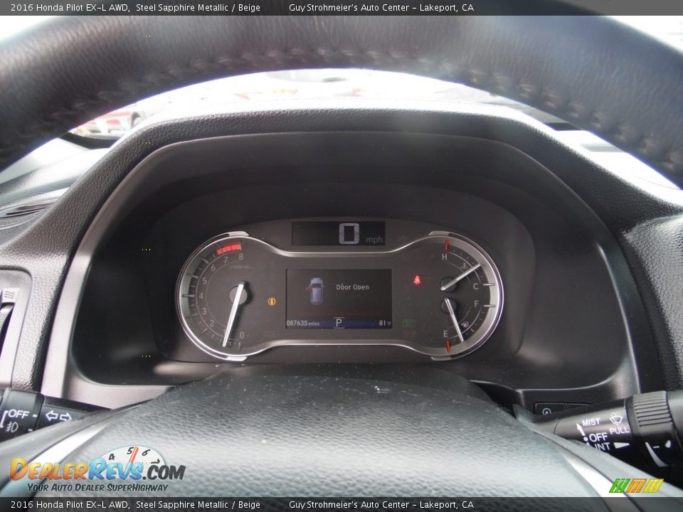 2016 Honda Pilot EX-L AWD Steel Sapphire Metallic / Beige Photo #15