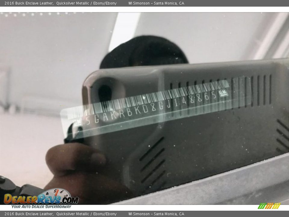 2016 Buick Enclave Leather Quicksilver Metallic / Ebony/Ebony Photo #24