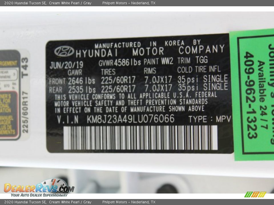 2020 Hyundai Tucson SE Cream White Pearl / Gray Photo #24