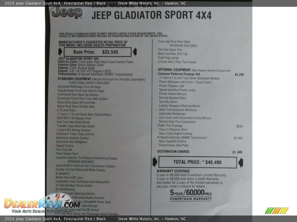 2020 Jeep Gladiator Sport 4x4 Firecracker Red / Black Photo #29