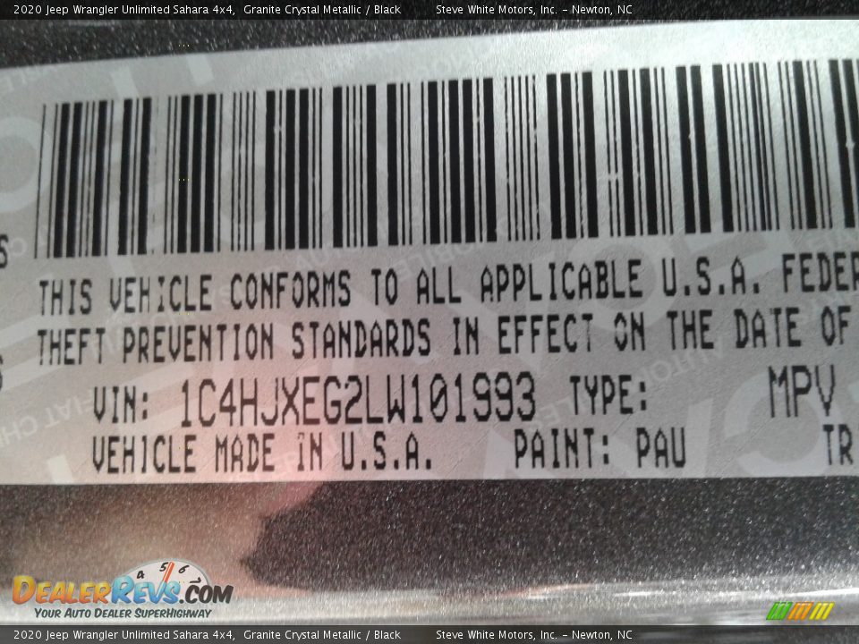 2020 Jeep Wrangler Unlimited Sahara 4x4 Granite Crystal Metallic / Black Photo #32