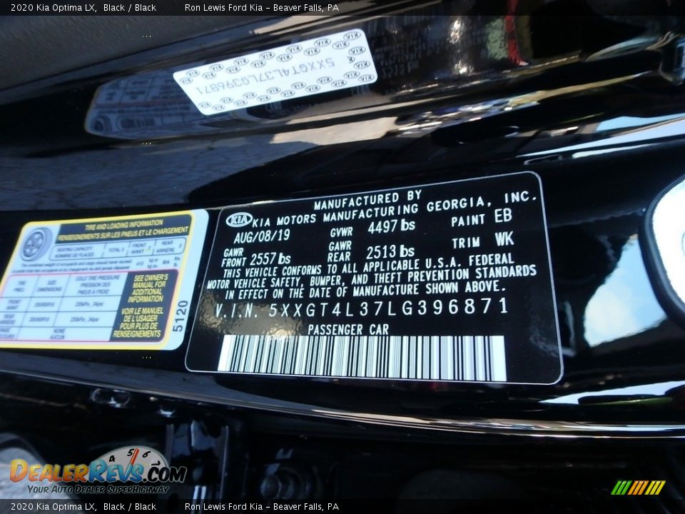 2020 Kia Optima LX Black / Black Photo #11