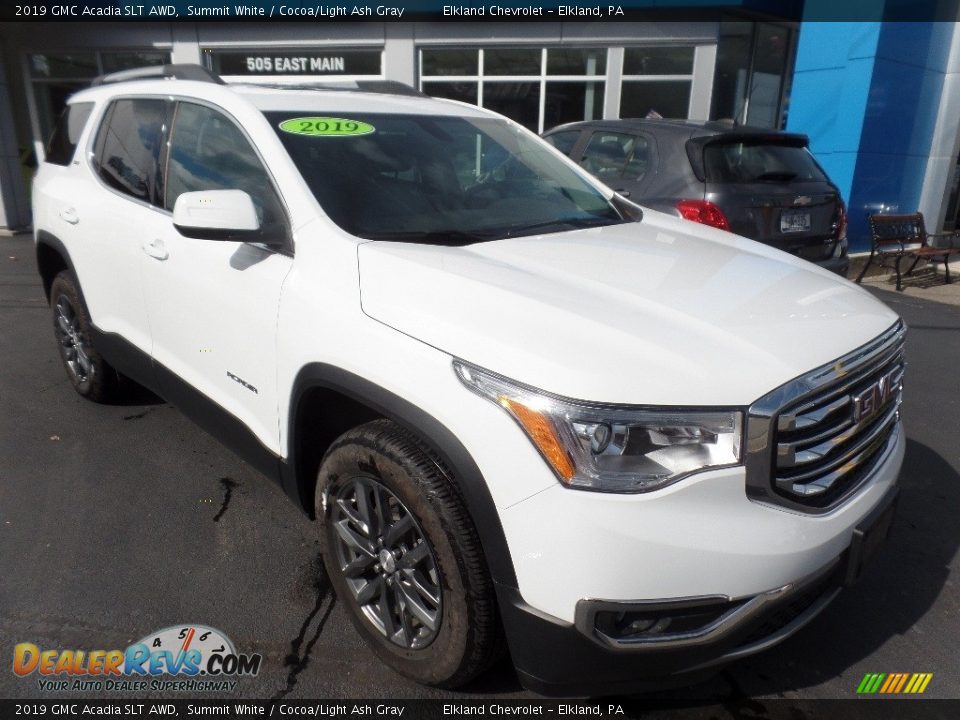2019 GMC Acadia SLT AWD Summit White / Cocoa/Light Ash Gray Photo #1