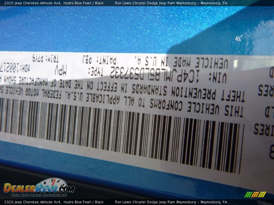 2020 Jeep Cherokee Altitude 4x4 Hydro Blue Pearl / Black Photo #14