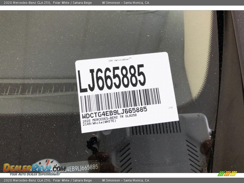2020 Mercedes-Benz GLA 250 Polar White / Sahara Beige Photo #11