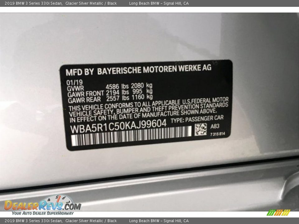 2019 BMW 3 Series 330i Sedan Glacier Silver Metallic / Black Photo #19