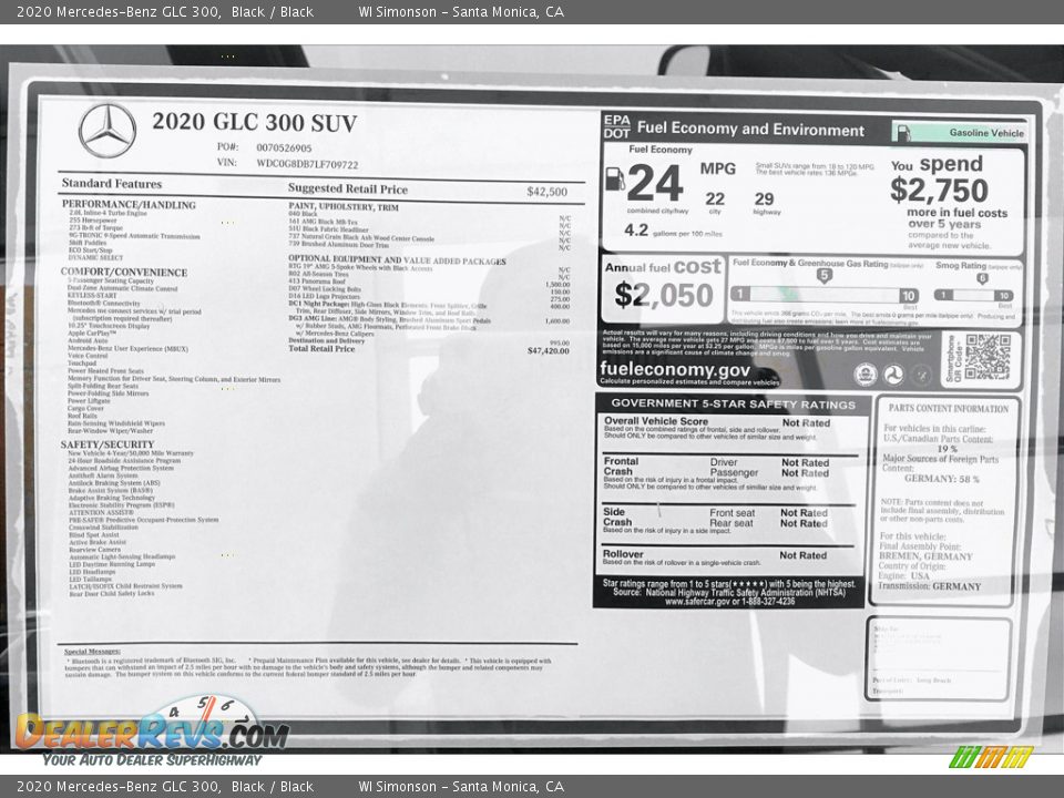 2020 Mercedes-Benz GLC 300 Black / Black Photo #10