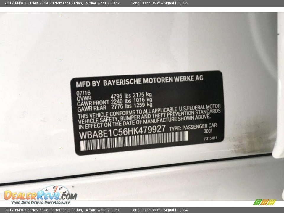 2017 BMW 3 Series 330e iPerfomance Sedan Alpine White / Black Photo #19