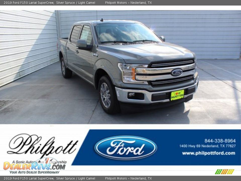 2019 Ford F150 Lariat SuperCrew Silver Spruce / Light Camel Photo #1