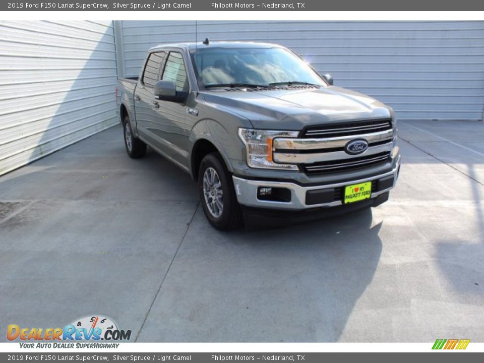 2019 Ford F150 Lariat SuperCrew Silver Spruce / Light Camel Photo #2