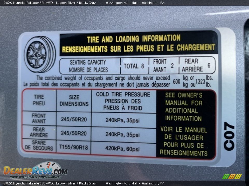 2020 Hyundai Palisade SEL AWD Lagoon Silver / Black/Gray Photo #9