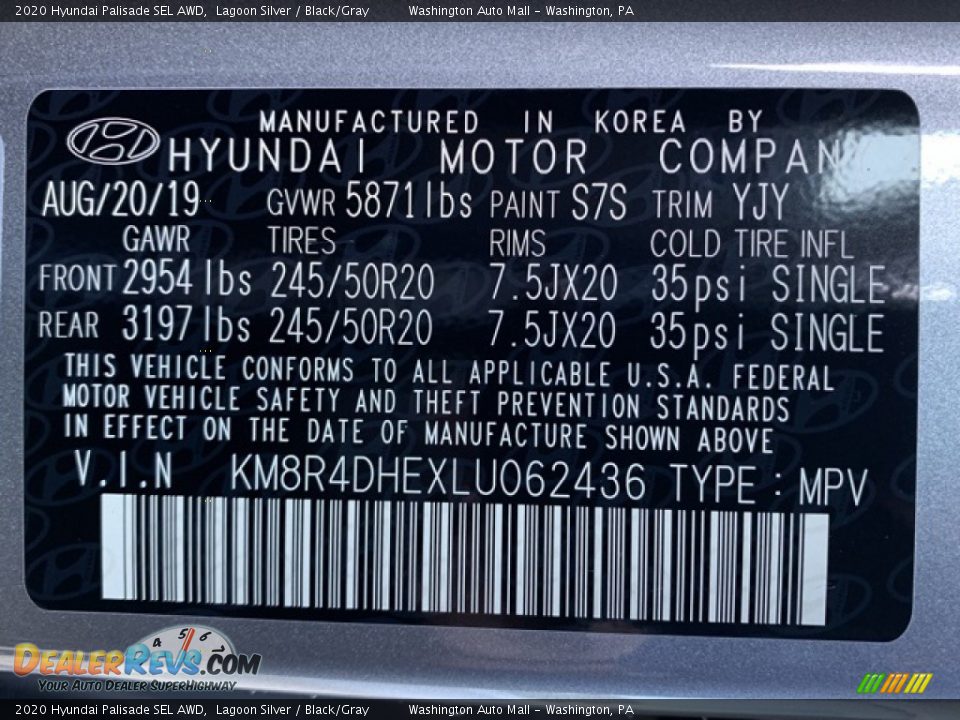 2020 Hyundai Palisade SEL AWD Lagoon Silver / Black/Gray Photo #10