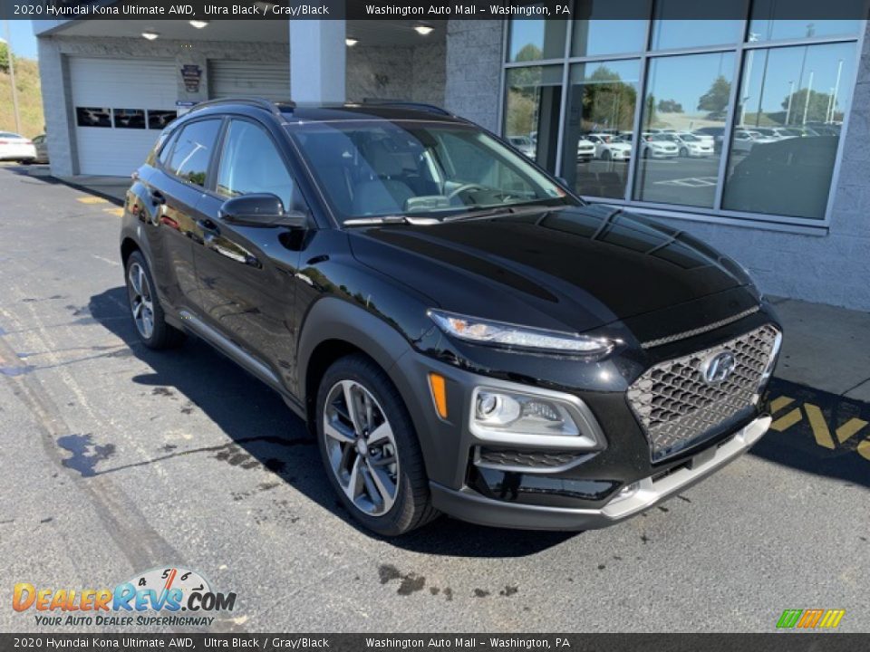 2020 Hyundai Kona Ultimate AWD Ultra Black / Gray/Black Photo #2