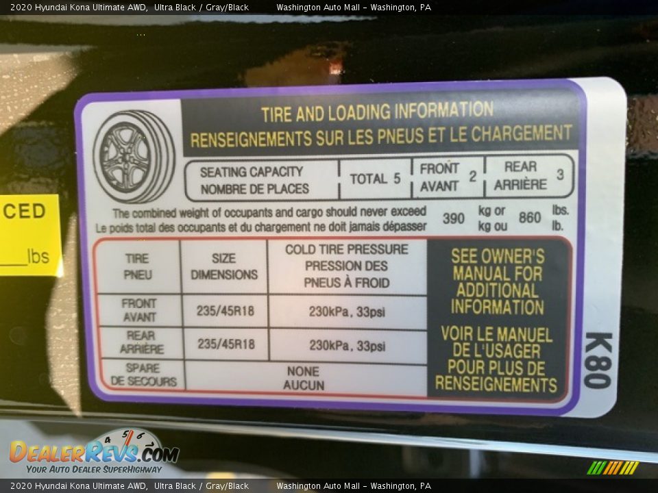 2020 Hyundai Kona Ultimate AWD Ultra Black / Gray/Black Photo #9