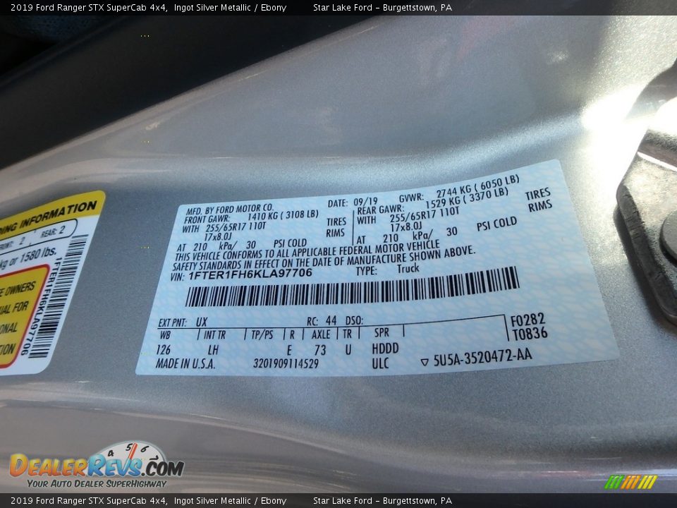 2019 Ford Ranger STX SuperCab 4x4 Ingot Silver Metallic / Ebony Photo #10