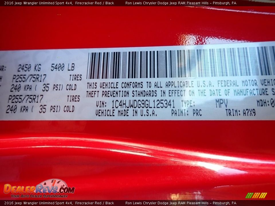 2016 Jeep Wrangler Unlimited Sport 4x4 Firecracker Red / Black Photo #16