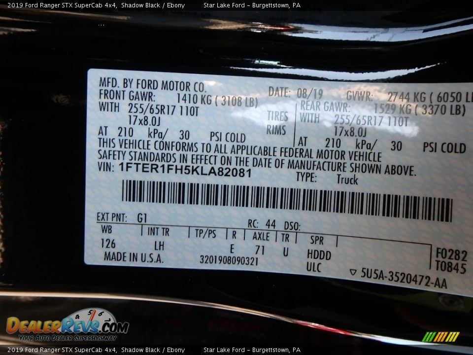 2019 Ford Ranger STX SuperCab 4x4 Shadow Black / Ebony Photo #11