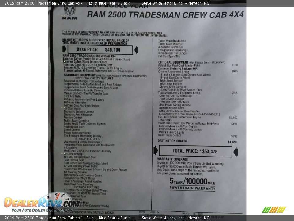 2019 Ram 2500 Tradesman Crew Cab 4x4 Patriot Blue Pearl / Black Photo #28