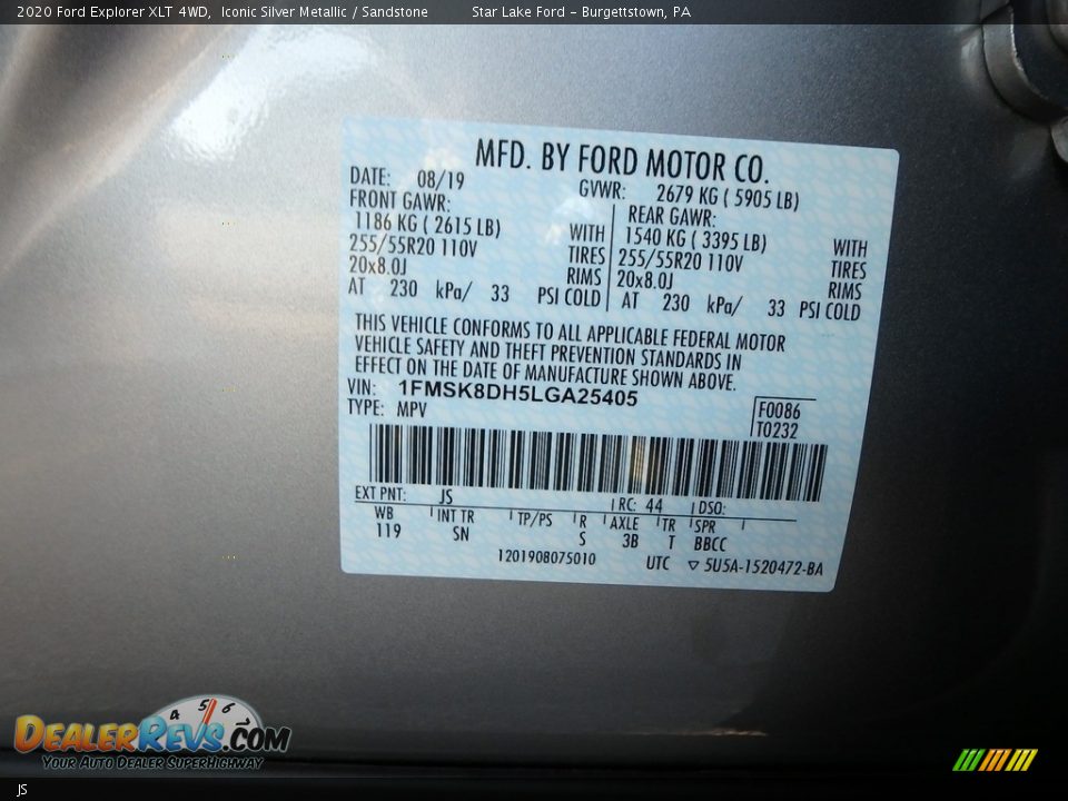 Ford Color Code JS Iconic Silver Metallic