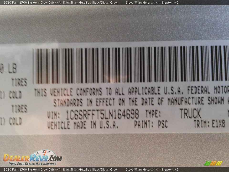 2020 Ram 1500 Big Horn Crew Cab 4x4 Billet Silver Metallic / Black/Diesel Gray Photo #27