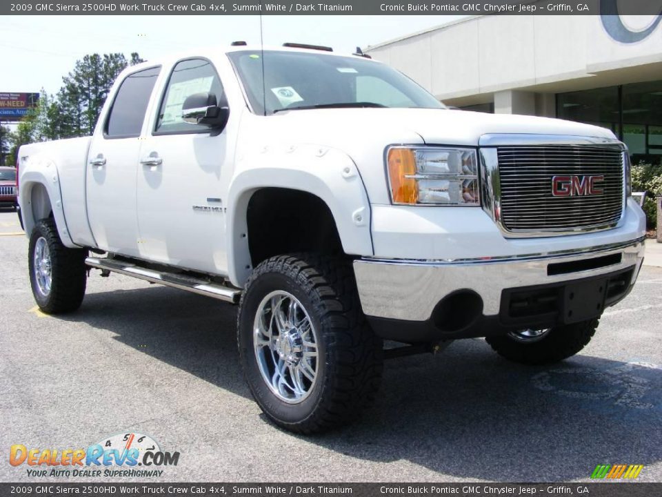 2009 GMC Sierra 2500HD Work Truck Crew Cab 4x4 Summit White / Dark Titanium Photo #2