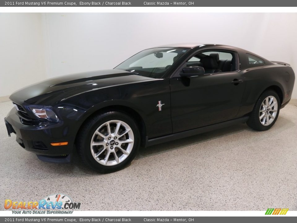 2011 Ford Mustang V6 Premium Coupe Ebony Black / Charcoal Black Photo #3