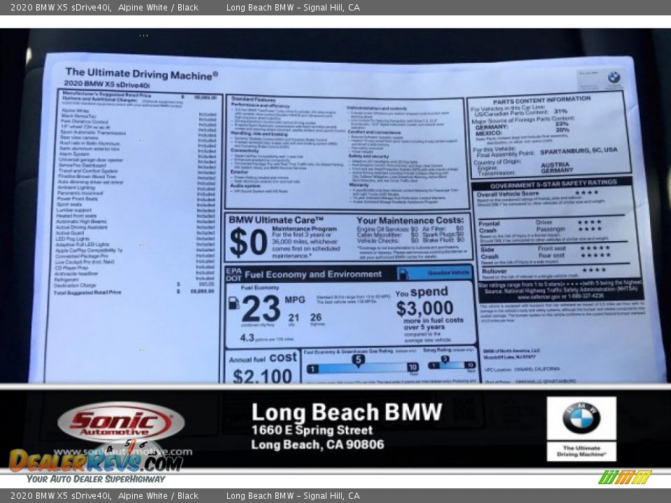 2020 BMW X5 sDrive40i Alpine White / Black Photo #10