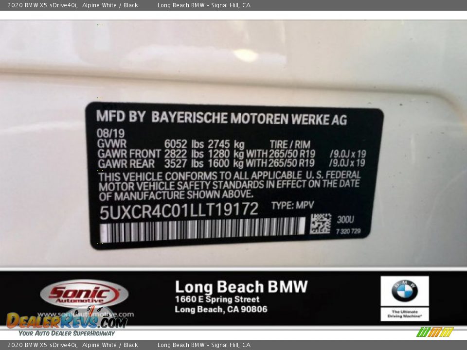 2020 BMW X5 sDrive40i Alpine White / Black Photo #11