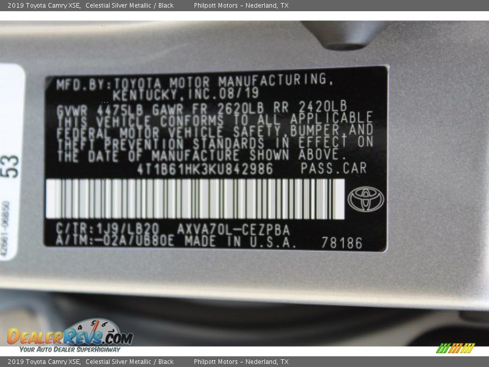 2019 Toyota Camry XSE Celestial Silver Metallic / Black Photo #34