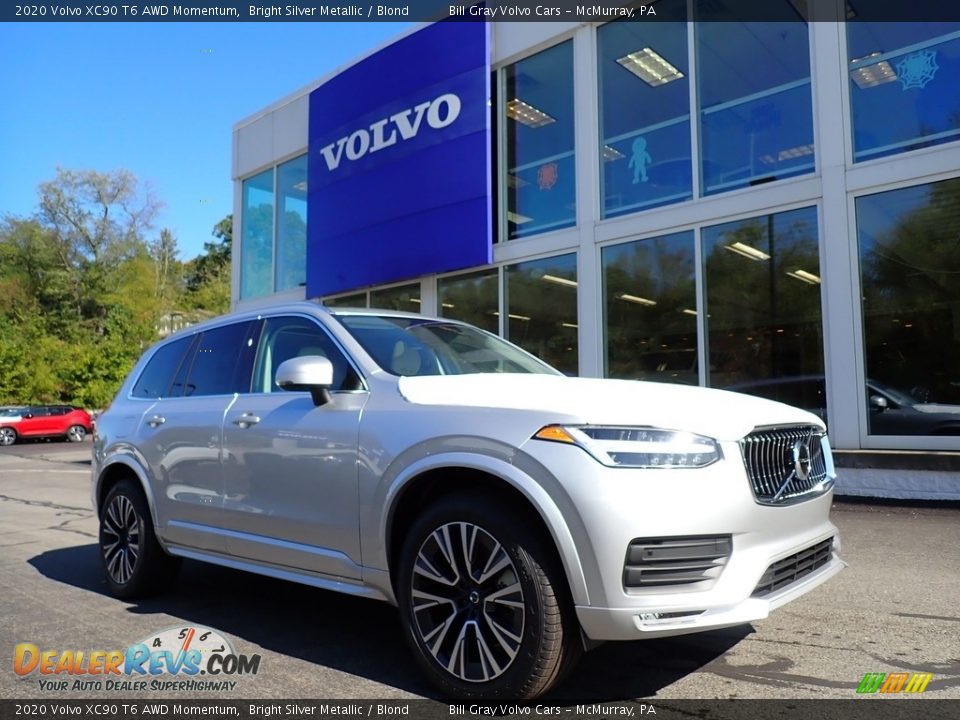 2020 Volvo XC90 T6 AWD Momentum Bright Silver Metallic / Blond Photo #1