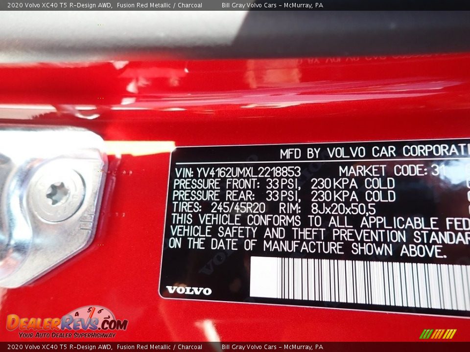 2020 Volvo XC40 T5 R-Design AWD Fusion Red Metallic / Charcoal Photo #11