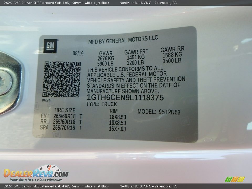 2020 GMC Canyon SLE Extended Cab 4WD Summit White / Jet Black Photo #10