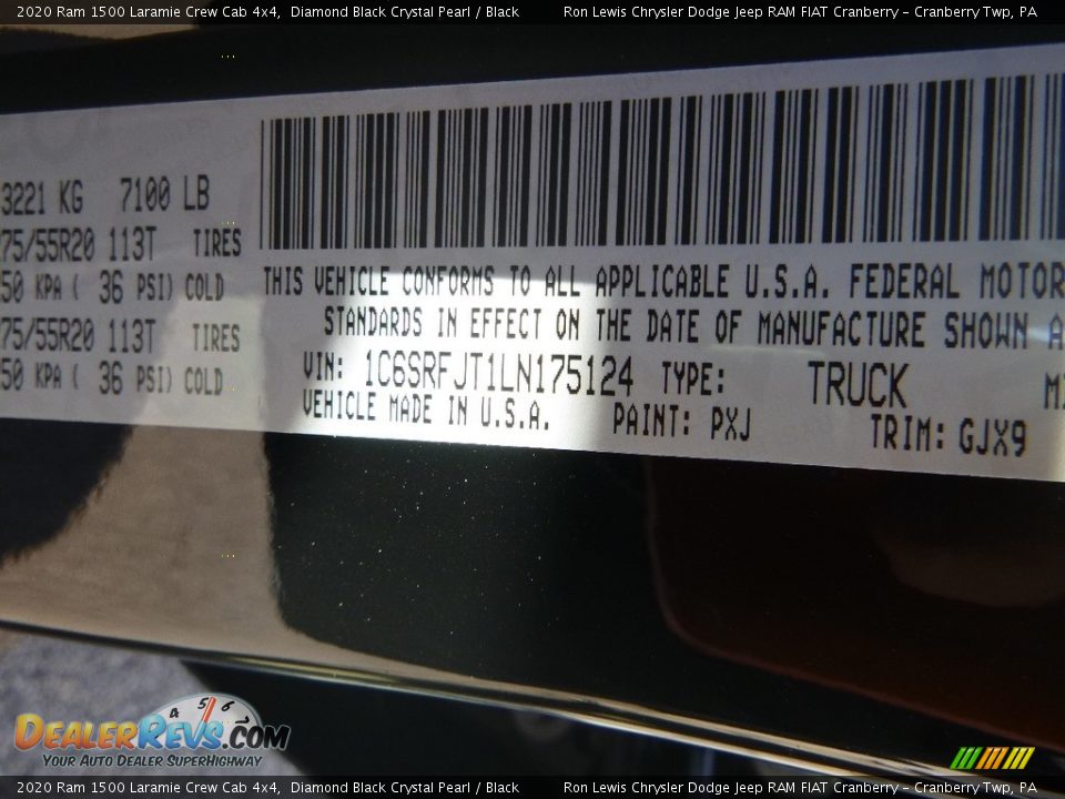 2020 Ram 1500 Laramie Crew Cab 4x4 Diamond Black Crystal Pearl / Black Photo #17