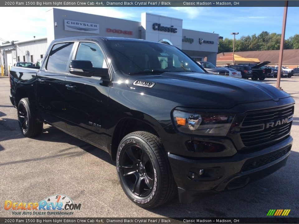 2020 Ram 1500 Big Horn Night Edition Crew Cab 4x4 Diamond Black Crystal Pearl / Black Photo #1