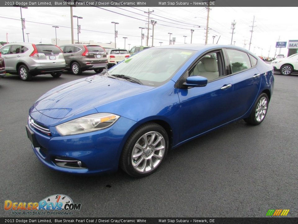 2013 Dodge Dart Limited Blue Streak Pearl Coat / Diesel Gray/Ceramic White Photo #2