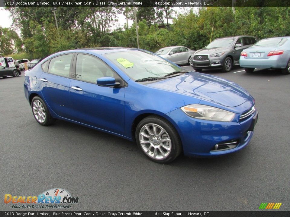 2013 Dodge Dart Limited Blue Streak Pearl Coat / Diesel Gray/Ceramic White Photo #4