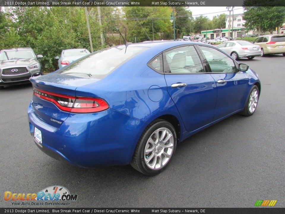 2013 Dodge Dart Limited Blue Streak Pearl Coat / Diesel Gray/Ceramic White Photo #6