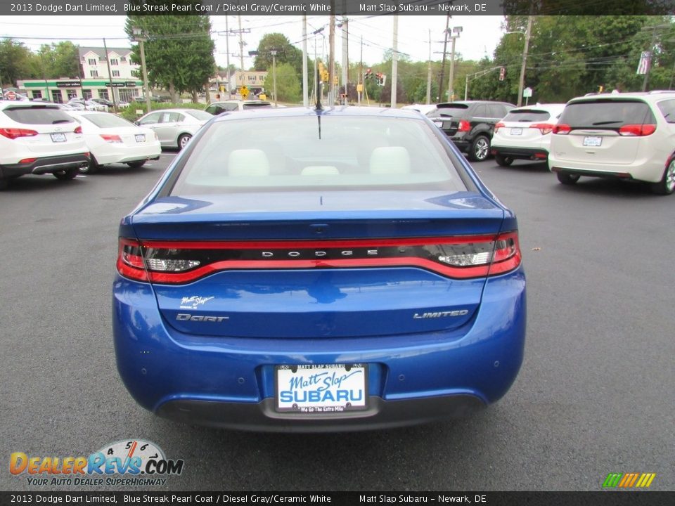 2013 Dodge Dart Limited Blue Streak Pearl Coat / Diesel Gray/Ceramic White Photo #7