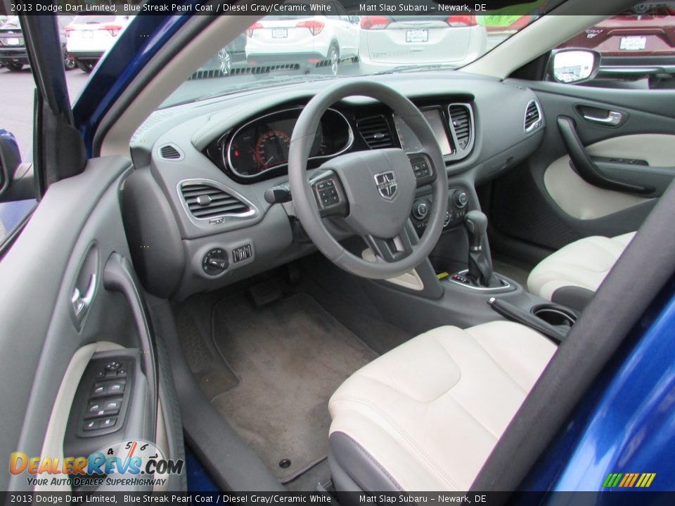 2013 Dodge Dart Limited Blue Streak Pearl Coat / Diesel Gray/Ceramic White Photo #12